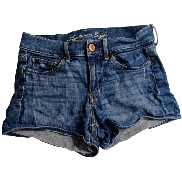 American Eagle Outfitters Pants - American Eagle Denim Shorts Size 2 Blue -Slightly Distressed -Stretch -AEO